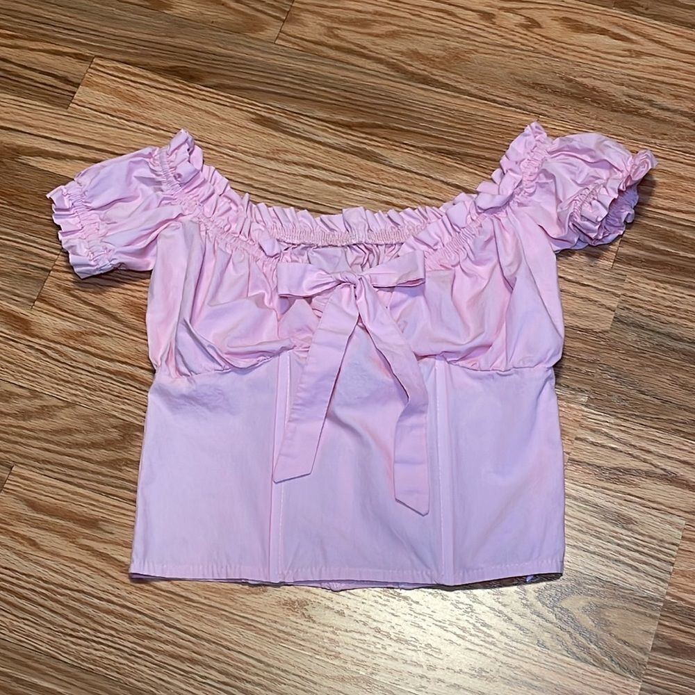 Bustier style Shirt, Pink Cotton crop top